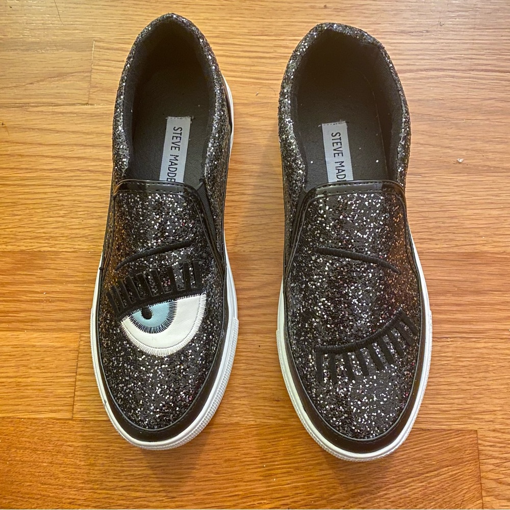 Steve Madden Drop Glitter Eye Slip On Sneakers